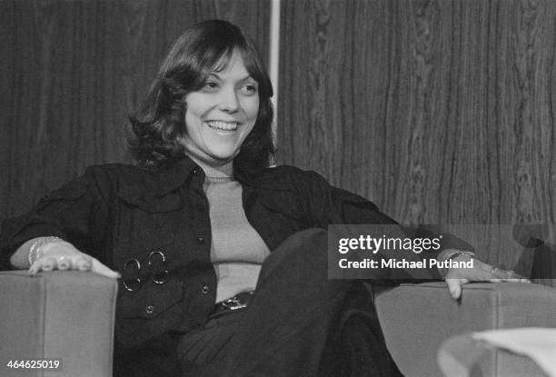 American singer and drummer Karen Carpenter , of pop duo The Carpenters, Frankfurt, West Germany, 16th February 1974.