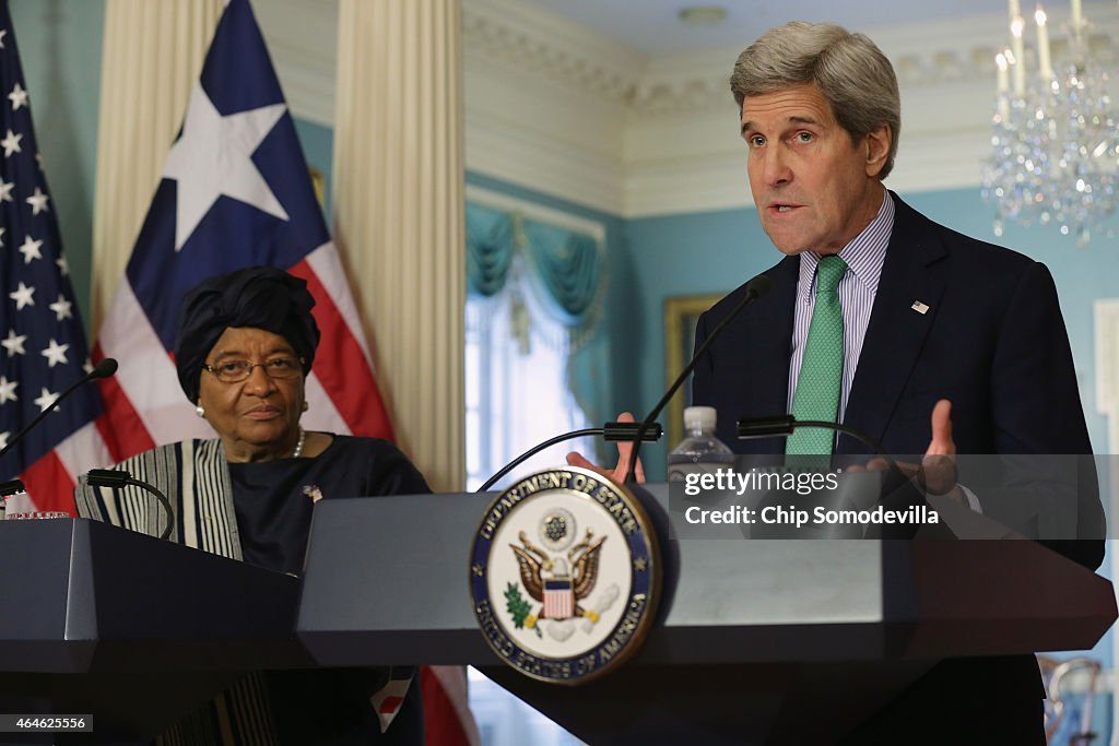 Secretary Of State Kerry Meets With Liberian President Ellen Johnson Sirleaf At The State Dept.