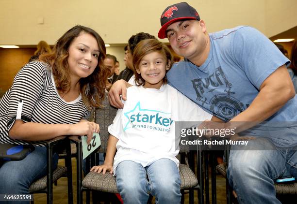 Monique Montes, Jordan Montes, and Anthony Montes attend the Starkey Hearing Foundation Mission during GRAMMY Camp at University of Southern...