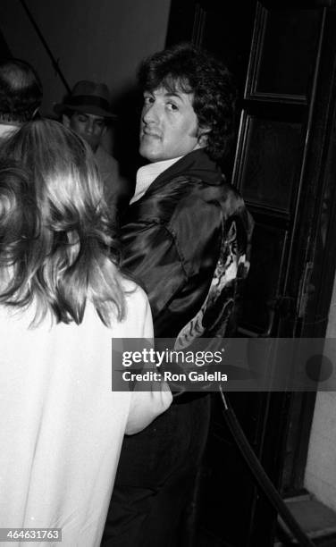 Sylvester Stallone and Sasha Czack attend the preview party for "They Shoot Horses, Don't They?" on April 4, 1979 at the American Legion in...