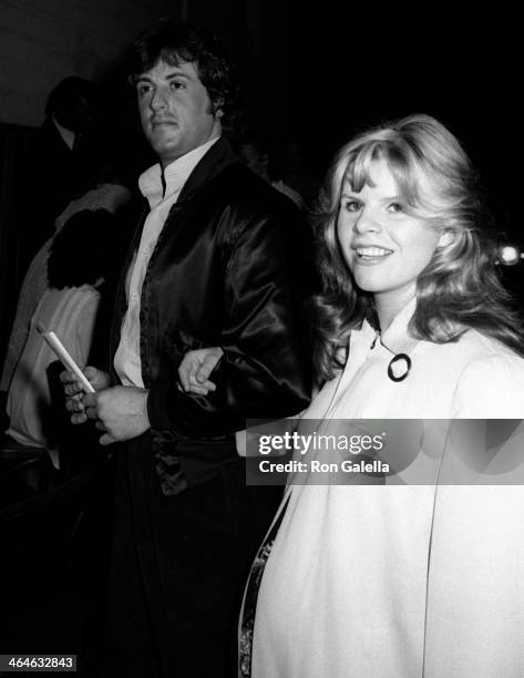 Sylvester Stallone and Sasha Czack attend the preview party for "They Shoot Horses, Don't They?" on April 4, 1979 at the American Legion in...