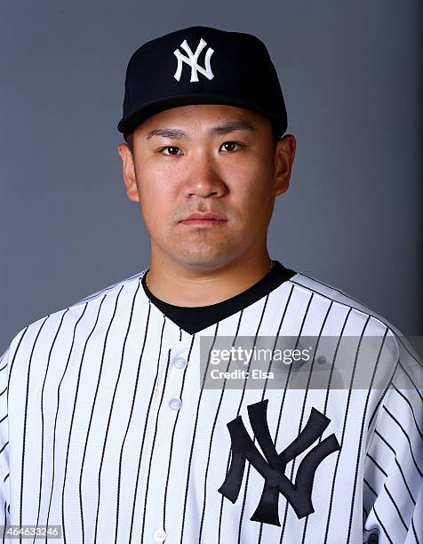 Masahiro Tanaka of the New York Yankees poses for a portrait on February 27, 2015 at George M. Steinbrenner Stadium in Tampa,Florida.