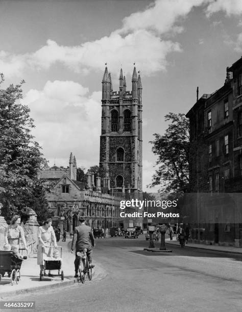 View of Magdalen College, Oxford, seen from the High Street, June 1948.