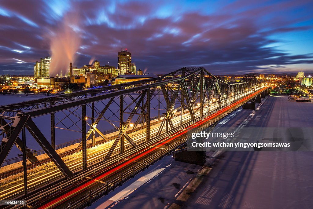 Luminous Alexandra Bridge in winter