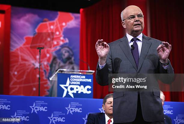 Former CIA and NSA director Gen. Michael Hayden speaks as Judge Andrew Napolitano listens during a discussion at the 42nd annual Conservative...