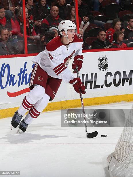 Connor Murphy of the Phoenix Coyotes skates against the Ottawa Senators at Canadian Tire Centre on December 21, 2013 in Ottawa, Ontario, Canada.