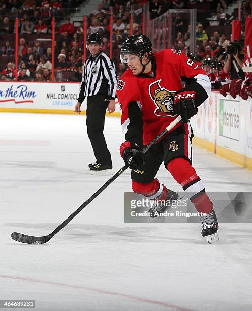 Cody Ceci of the Ottawa Senators skates against the Phoenix Coyotes at Canadian Tire Centre on December 21, 2013 in Ottawa, Ontario, Canada.