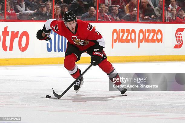 Kyle Turris of the Ottawa Senators skates against the Phoenix Coyotes at Canadian Tire Centre on December 21, 2013 in Ottawa, Ontario, Canada.