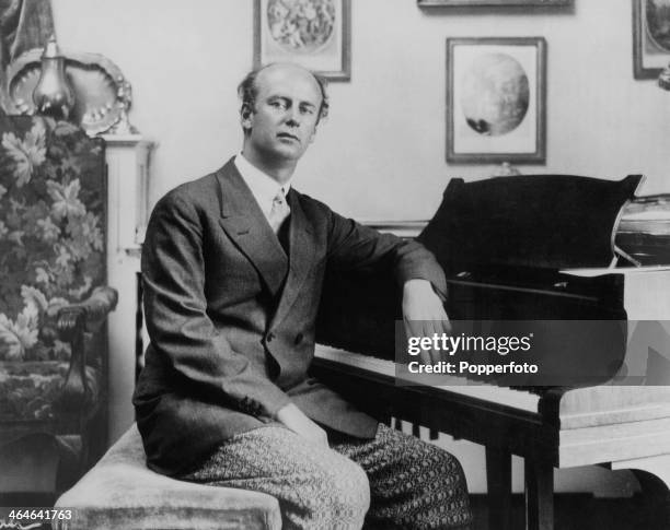 German conductor and composer Wilhelm Furtwangler at a piano, circa 1934.