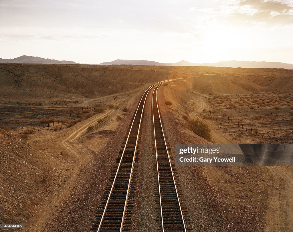 Railway lines leading into the distance