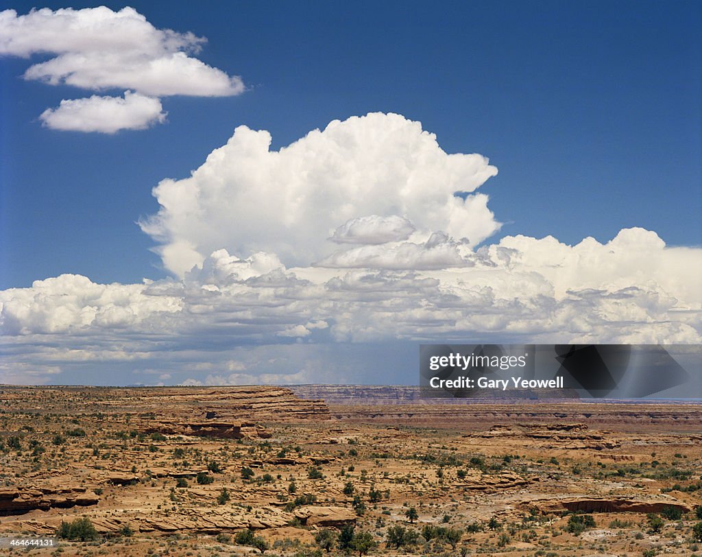 Storm clouds overhead in the desert