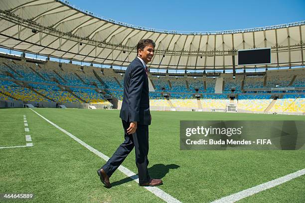 Member Bebeto enters to the field during the 2014 FIFA World Cup Host City Tour at Maracana on January 23, 2014 in Rio de Janeiro, Brazil.