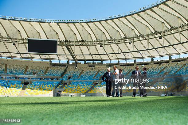 Brazilian Deputy Sports Minister Luis Fernandes,FIFA Secretary General Jerome Valcke, LOC member Bebeto, President of LOC 2014 Jose Maria Marin and...