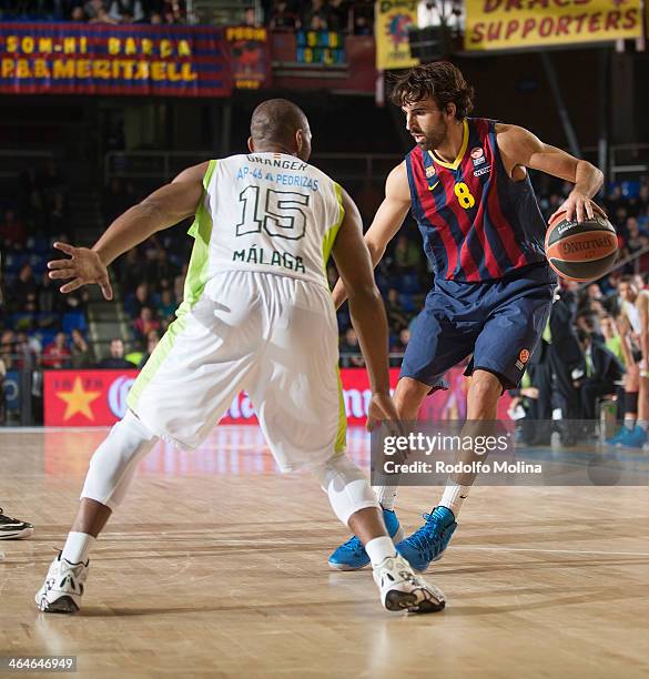 Victor Sada, #8 of FC Barcelona in action during the 2013-2014 Turkish Airlines Euroleague Top 16 Date 4 game between FC Barcelona Regal v Unicaja...