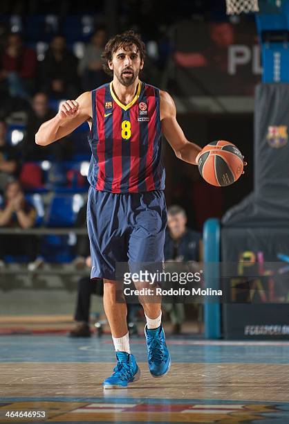 Victor Sada, #8 of FC Barcelona in action during the 2013-2014 Turkish Airlines Euroleague Top 16 Date 4 game between FC Barcelona Regal v Unicaja...