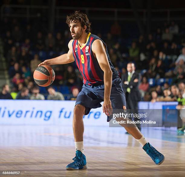 Victor Sada, #8 of FC Barcelona in action during the 2013-2014 Turkish Airlines Euroleague Top 16 Date 4 game between FC Barcelona Regal v Unicaja...