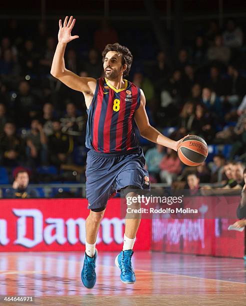 Victor Sada, #8 of FC Barcelona in action during the 2013-2014 Turkish Airlines Euroleague Top 16 Date 4 game between FC Barcelona Regal v Unicaja...