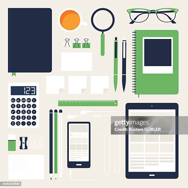 flat office tools - pencil sharpener stock illustrations