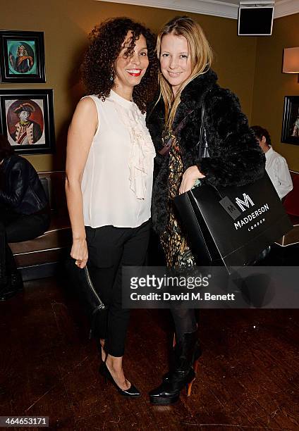 Jeanette Calliva and Tilly Wood attend the Madderson London Spring/Summer womenswear collection launch at Beaufort House on January 23, 2014 in...