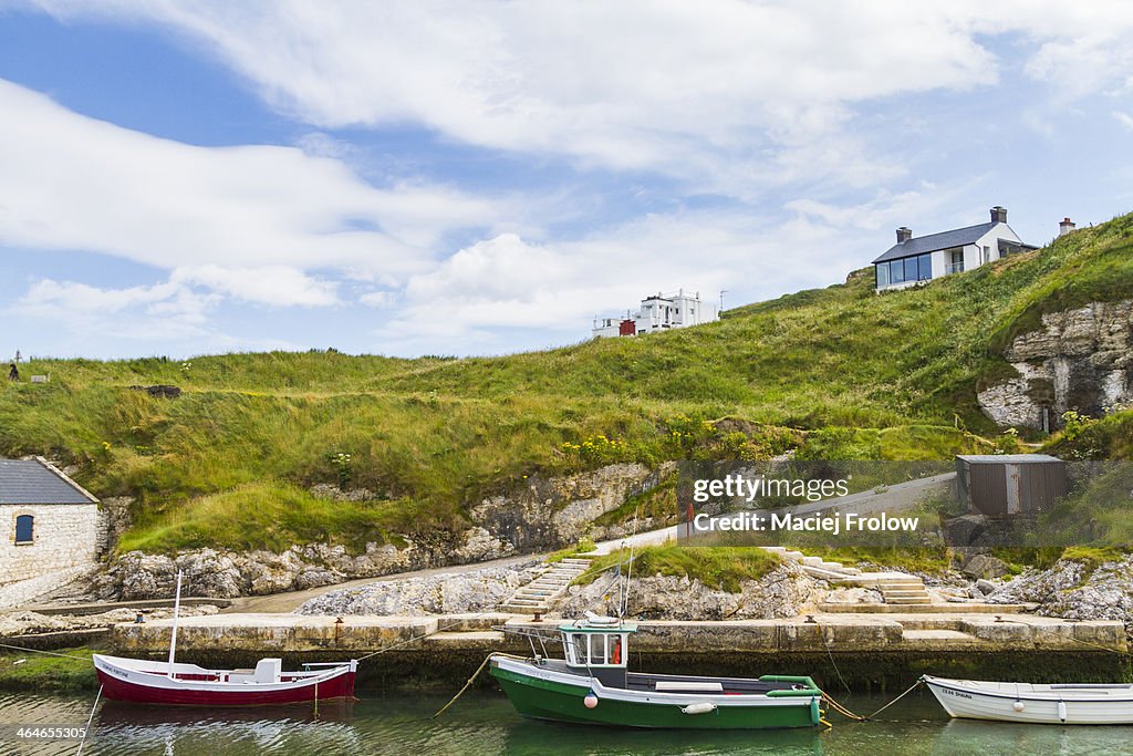 Basaltic rock formations in Ballintoy harbour