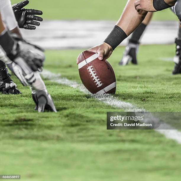 line of scrimmage.  american football. - bola de futebol americano imagens e fotografias de stock