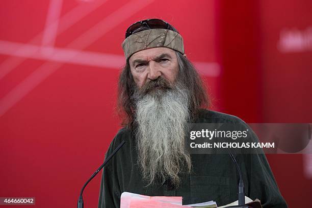Phil Robertson of television show Duck Dynasty speaks at the annual Conservative Political Action Conference at National Harbor, Maryland, outside...