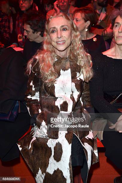 Franca Sozzani attends the Versace show during the Milan Fashion Week Autumn/Winter 2015 on February 27, 2015 in Milan, Italy.