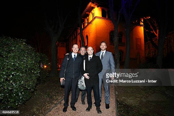 James White, Sergio Zanetta, Dan Chard and David Garth attend during the Preview Screening of 'Zanetti Story' on February 27, 2015 in Milan, Italy.