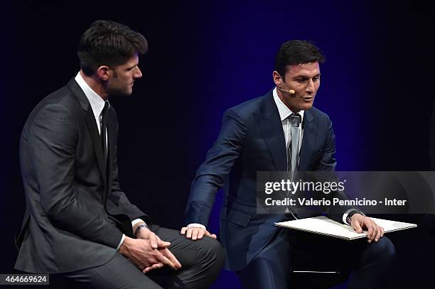 Luca Facchetti and Javier Zanetti attend the Preview Screening of 'Zanetti Story' on February 27, 2015 in Milan, Italy.