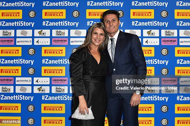 Paula and Javier Zanetti attend the Preview Screening of 'Zanetti Story' on February 27, 2015 in Milan, Italy.