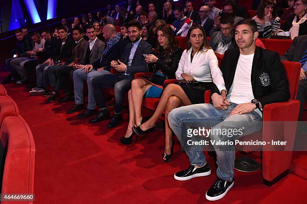 Players of FC Internazionale Milano attend during the Preview Screening of 'Zanetti Story' on February 27, 2015 in Milan, Italy.