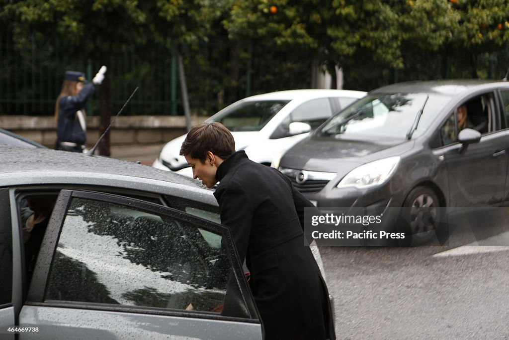 German Green MEP Ska Keller gets into a car to leave the...