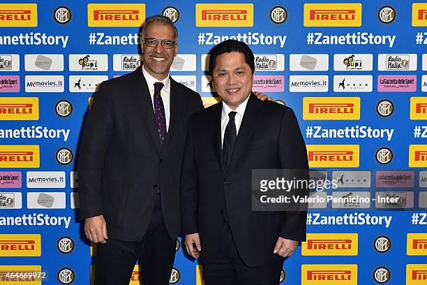 Internazionale Milano president Erick Thohir and CEO Michael Bolingbroke attend the Preview Screening of 'Zanetti Story' on February 27, 2015 in...