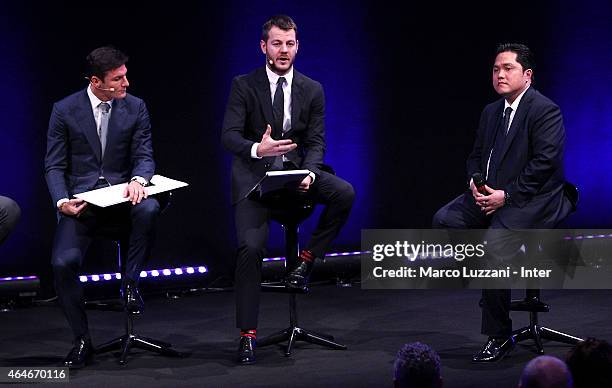 Javier Zanetti, Alessandro Cattelan and FC Internazionale Milano president Erick Thohir during the Preview Screening of 'Zanetti Story' on February...