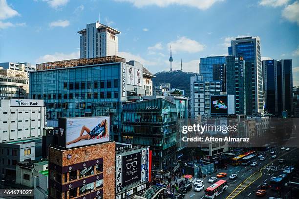 south korea travel - seoul street stock pictures, royalty-free photos & images