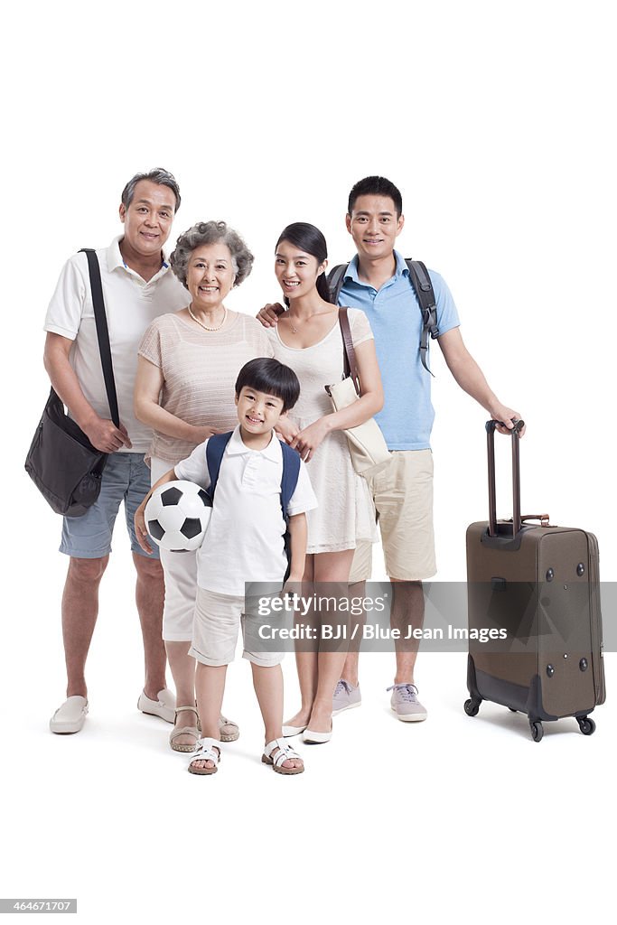 Happy big family going for vacation