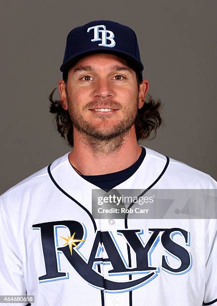 John Jaso of the Tampa Bay Rays poses for a photo on photo day at Charlotte Sports Park on February 27, 2015 in Port Charlotte, Florida.
