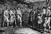 pilgrims receiving Massasoit