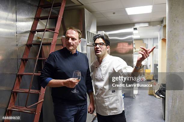 Chef Andrew Carmellini and Chef George Mendes attend a celebration of The New SAVEUR at Chef George Mendes' soon-to-be opened Lupulo Restaurant on...