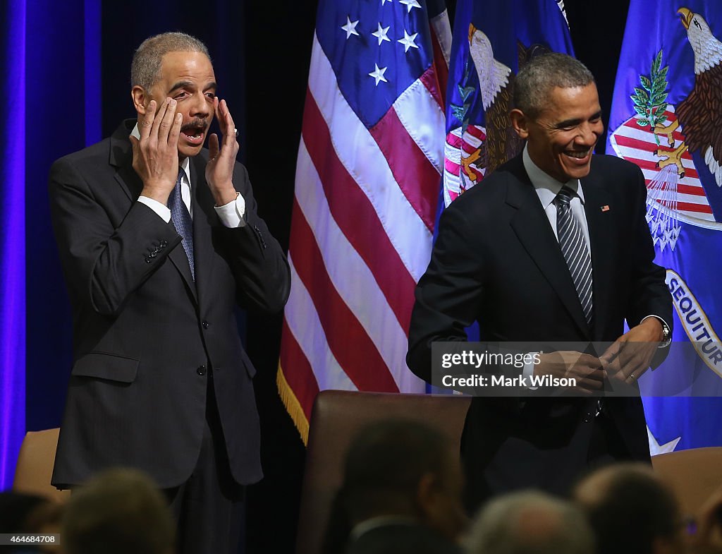 President Obama Joins Justice Department Ceremony Honoring Eric Holder