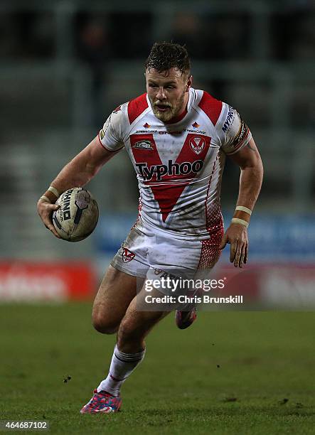 Josh Jones of St Helens in action during the First Utility Super League match between St Helens and Castleford Tigers at Langtree Park on February...