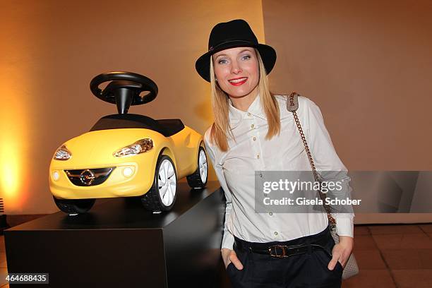 Nadja Uhl attends the presentation and vernissage of the calender "THE ADAM BY BRYAN ADAMS" for Opel at Haus der Kunst on January 23, 2014 in Munich,...