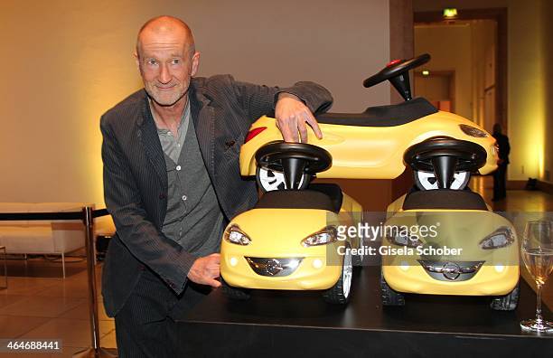Peter Lohmeyer attends the presentation and vernissage of the calender "THE ADAM BY BRYAN ADAMS" for Opel at Haus der Kunst on January 23, 2014 in...