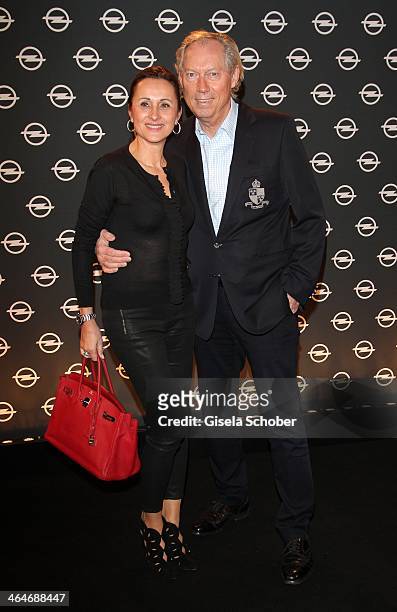 Werner Mang and wife Sybille Mang attend the presentation and vernissage of the calender "THE ADAM BY BRYAN ADAMS" for Opel at Haus der Kunst on...