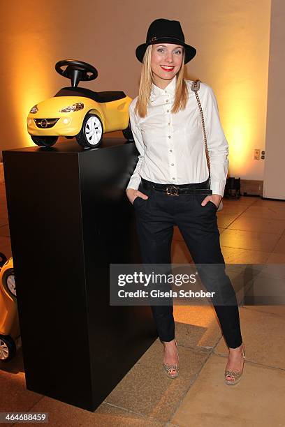 Nadja Uhl attends the presentation and vernissage of the calender "THE ADAM BY BRYAN ADAMS" for Opel at Haus der Kunst on January 23, 2014 in Munich,...