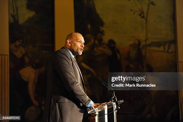 Former NBA basketball player John Amaechi speaks to the assembled ParalympicsGB team members who have gathered to celebrate their selection to...