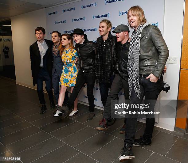 Noah Sierota, Jamie Sierota, Sydney Sierota and Graham Sierota of Echosmith with Jason Wade, Rick Woolstenhulme Jr. And Bryce Soderberg of Lifehouse...