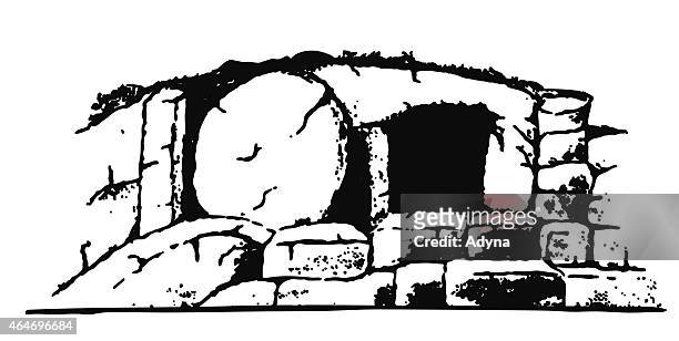 ilustraciones, imágenes clip art, dibujos animados e iconos de stock de jesús tumba - empty tomb jesus