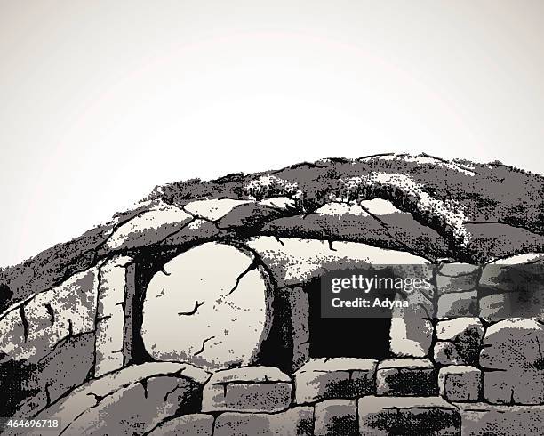ilustraciones, imágenes clip art, dibujos animados e iconos de stock de tumba de cristo - empty tomb jesus