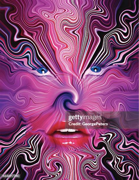 stockillustraties, clipart, cartoons en iconen met psychedelic face - heroin